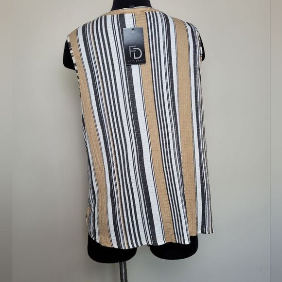 NEW Fred David Striped Sleeveless Top Camisole Front Tie Smocked Casual Large - Picture 4 of 10